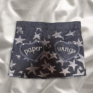 Paper Wings Star Pattern Mini Skirt - Navy and Gray